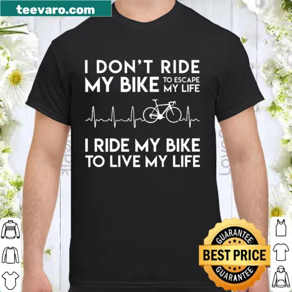 Inspirational biking shirt with heartbeats graphic and motivational text.