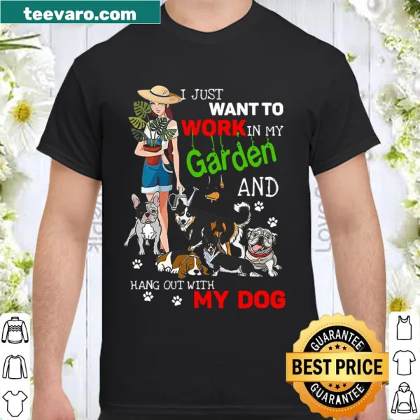 Playful gardening and dog-themed shirt with fun text design.