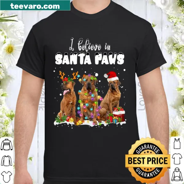 Cute Santa Paws shirt featuring a Basset Hound illustration and festive text