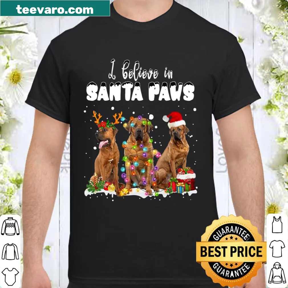 Cute Santa Paws shirt featuring a Basset Hound illustration and festive text