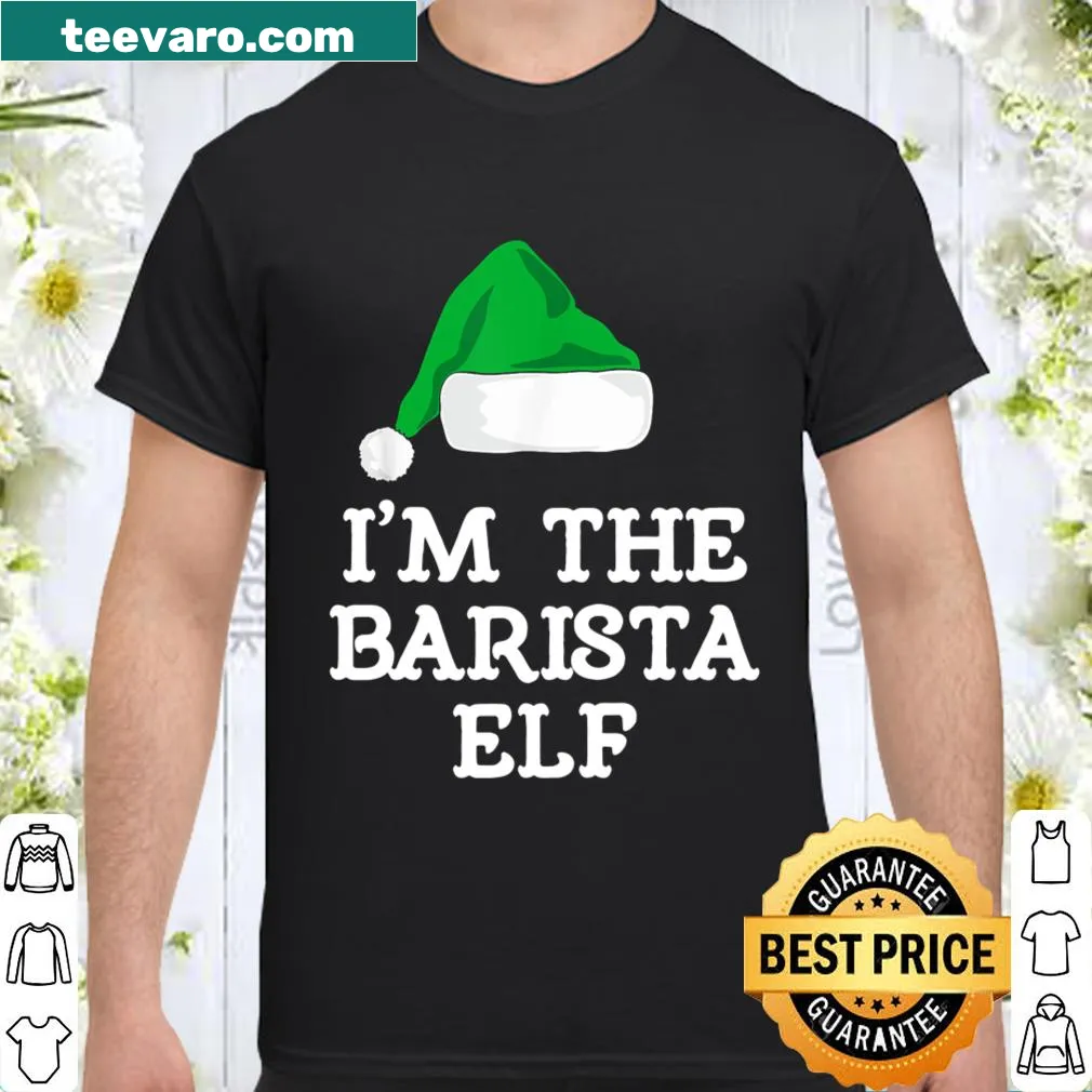 Funny Christmas shirt for barista moms with playful elf design