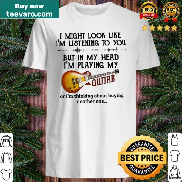 Playful guitar-themed shirt with cartoon illustration for music lovers