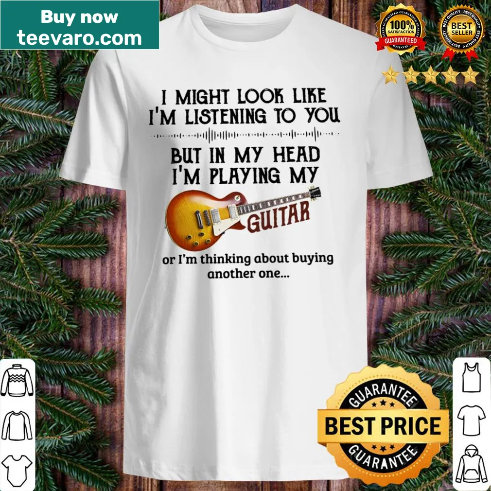 Playful guitar-themed shirt with cartoon illustration for music lovers