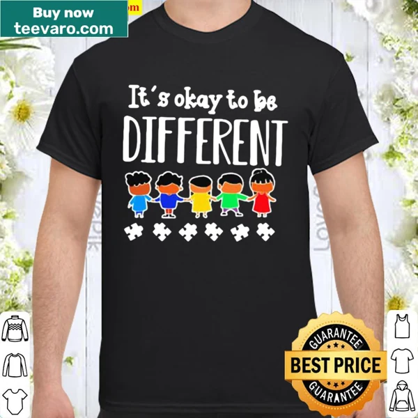 Supportive shirt with 'It's okay to be different' for autism awareness