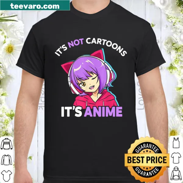 Anime-themed shirt with playful typography about cartoons and anime