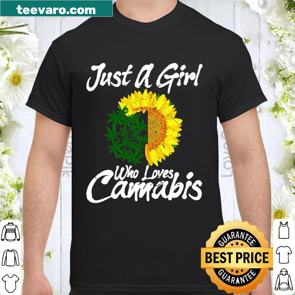Illustration of a girl with marijuana leaves for cannabis enthusiasts