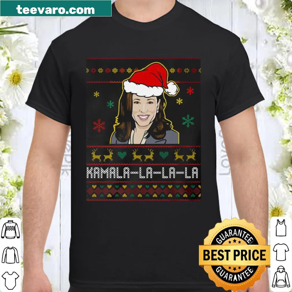 Christmas shirt featuring a whimsical 'La La La' design inspired by Kamala Harris