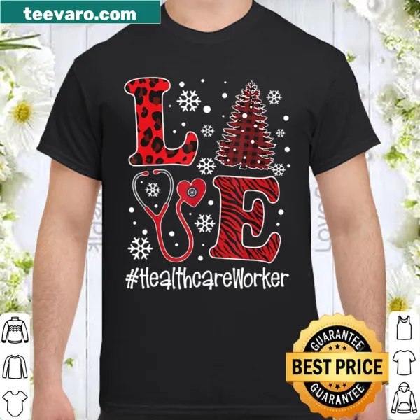 Christmas shirt with 'LOVE Nurse' text and buffalo plaid design
