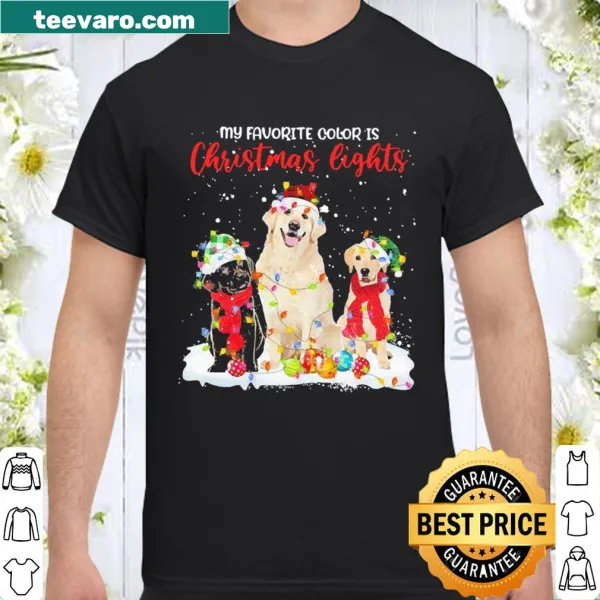 Shirt with the phrase 'My Favorite Color is Christmas Lights' featuring Labradors.
