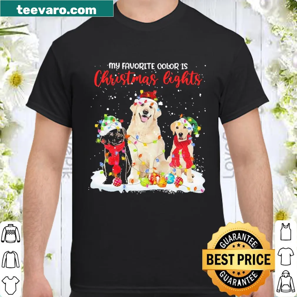 Shirt with the phrase 'My Favorite Color is Christmas Lights' featuring Labradors.
