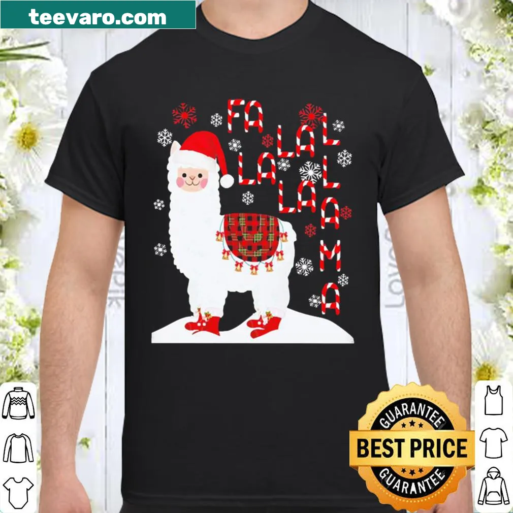Cartoon llama Christmas shirt with festive Fa la la design