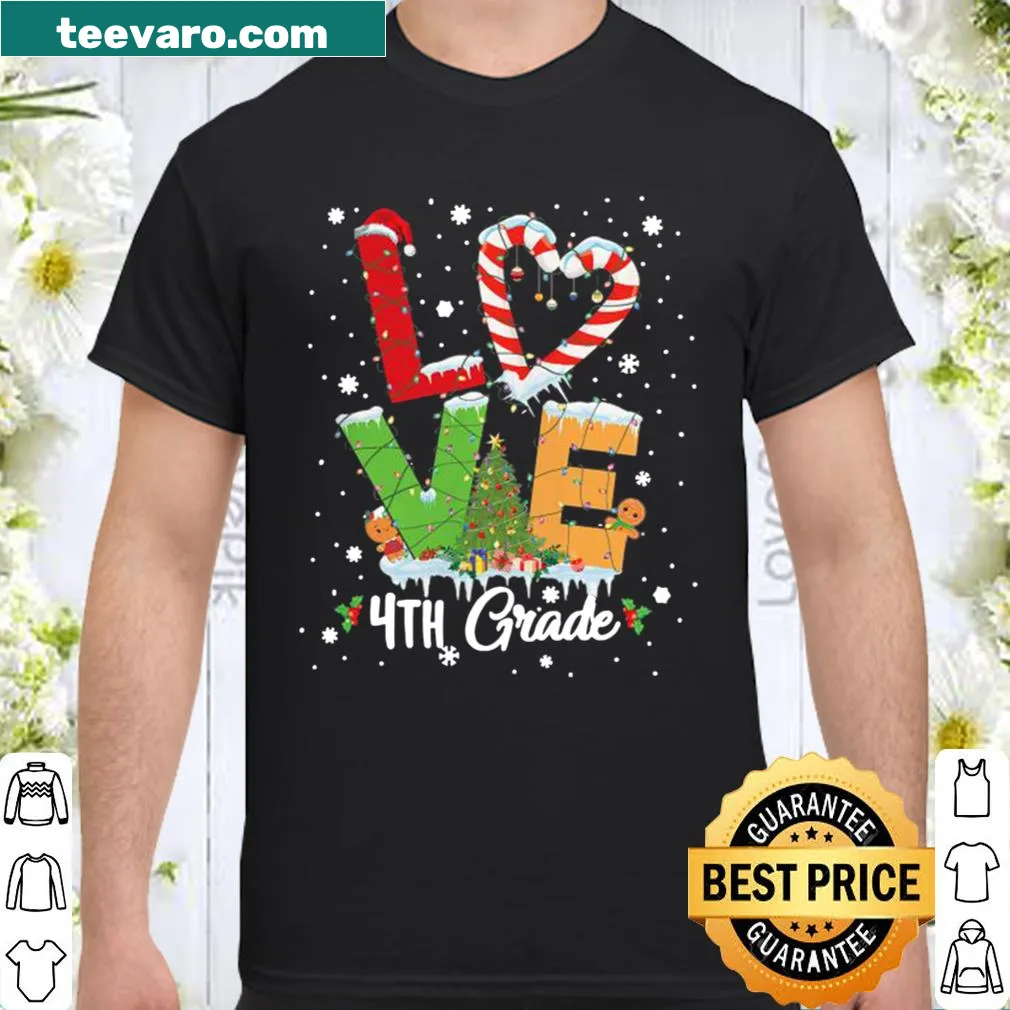 Festive 4th grade themed Christmas graphic on a shirt