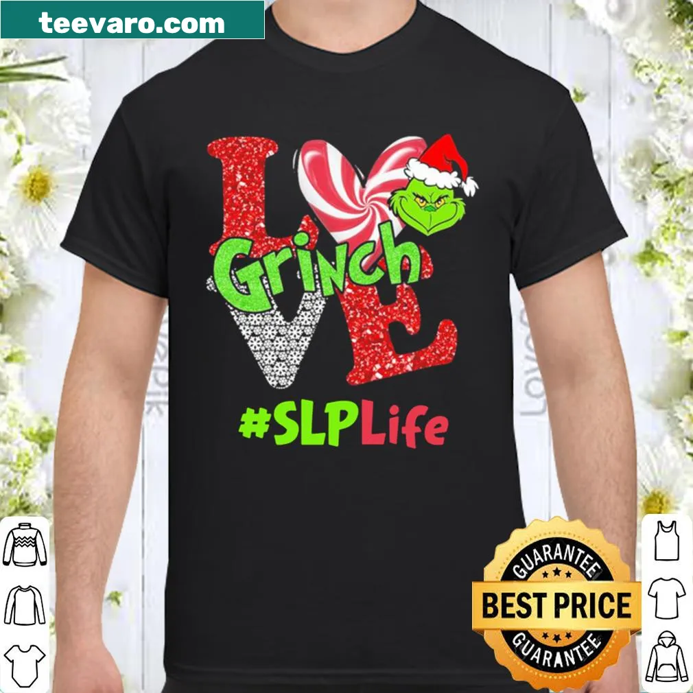 Christmas shirt featuring Grinch and 'SLP Life' text.