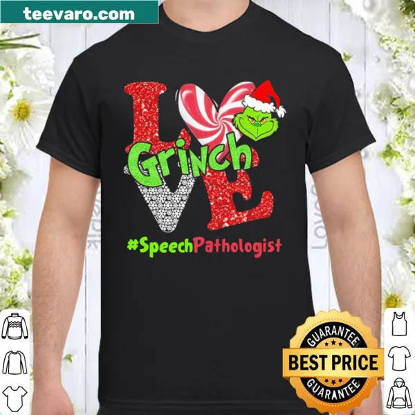 Illustration of Grinch with 'Speech Pathologist' text for Christmas.