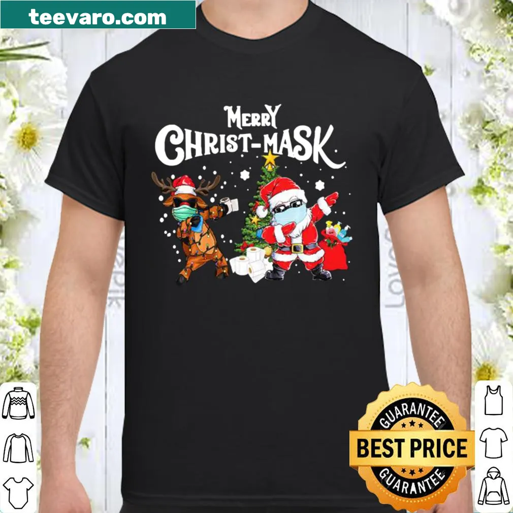 Playful Christmas shirt featuring Santa and reindeer