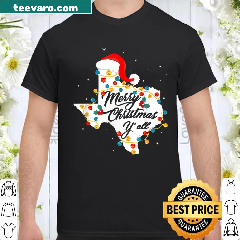 Texas holiday shirt with 'Merry Christmas Y'All' text and festive design