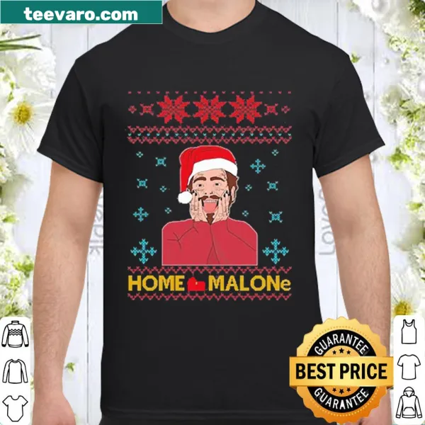 Playful Christmas design on Home Malone shirt