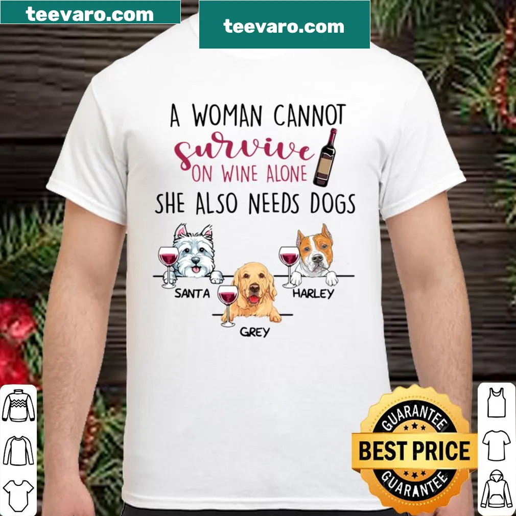 Funny shirt for dog moms about wine and dogs