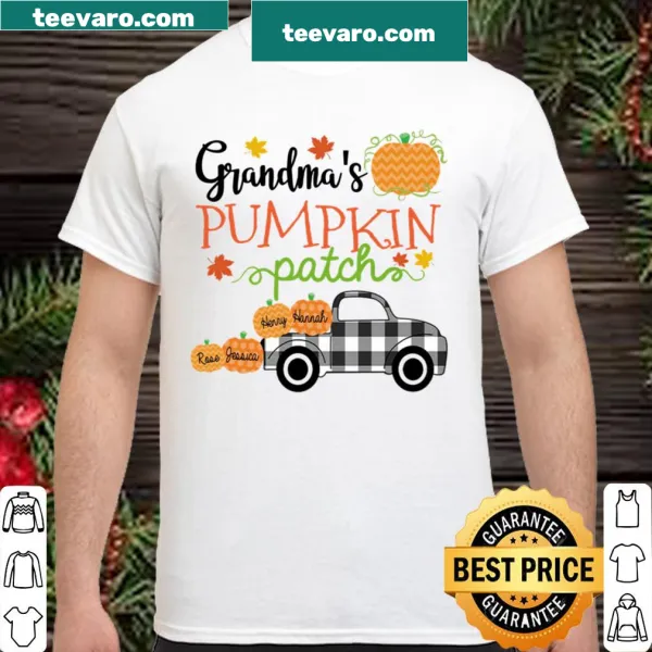 Personalized shirt with pumpkin patch truck and grandkids