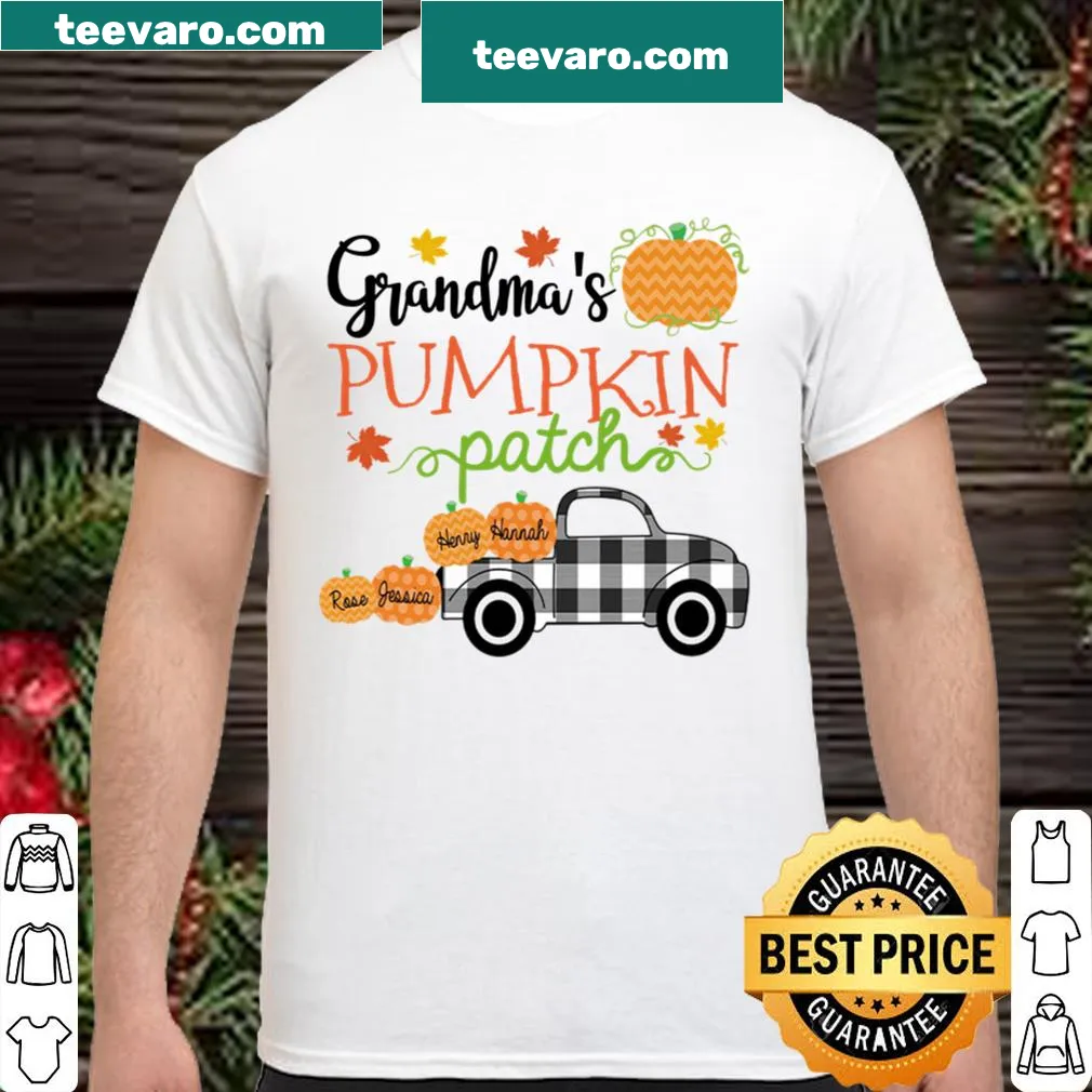 Personalized shirt with pumpkin patch truck and grandkids