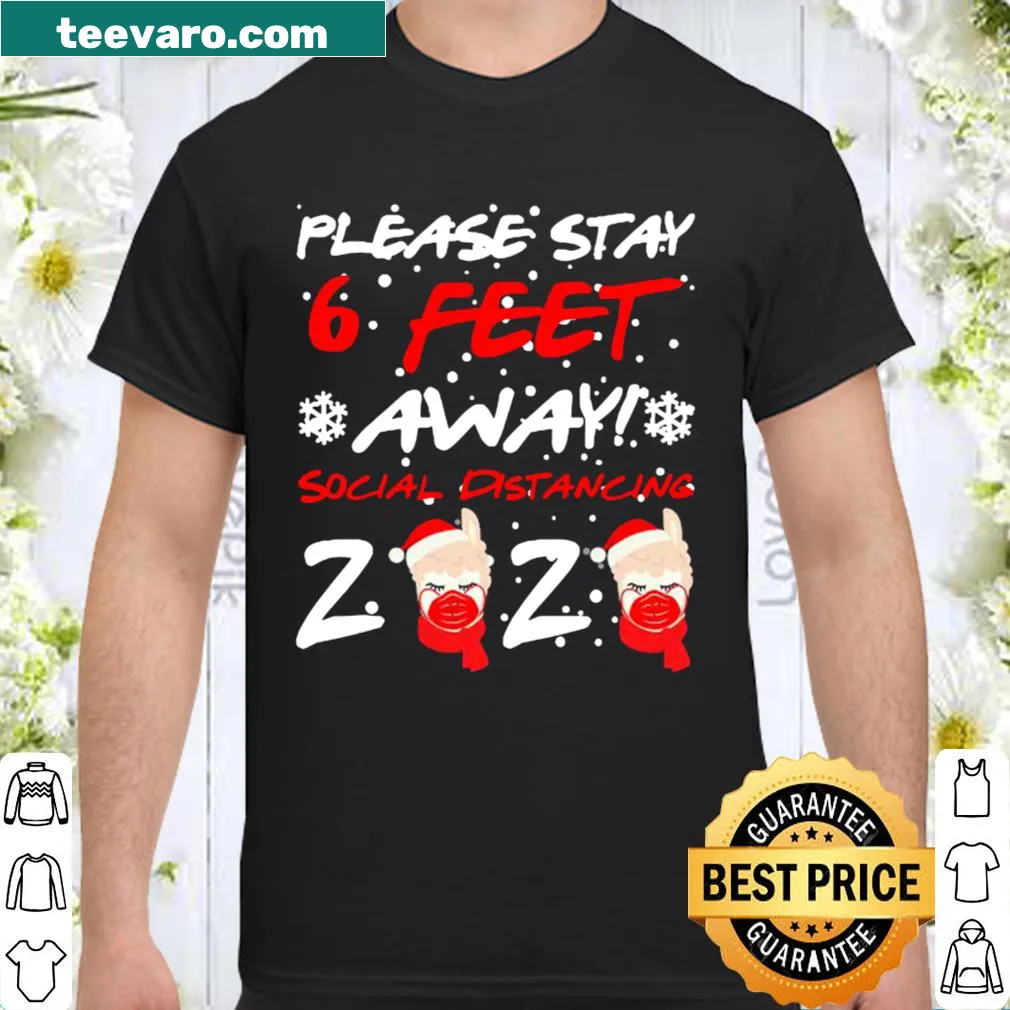 Llama in a mask holiday shirt promoting social distancing