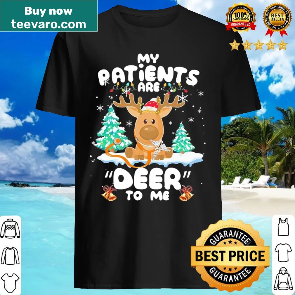 Nurse-themed Christmas shirt with reindeer illustration
