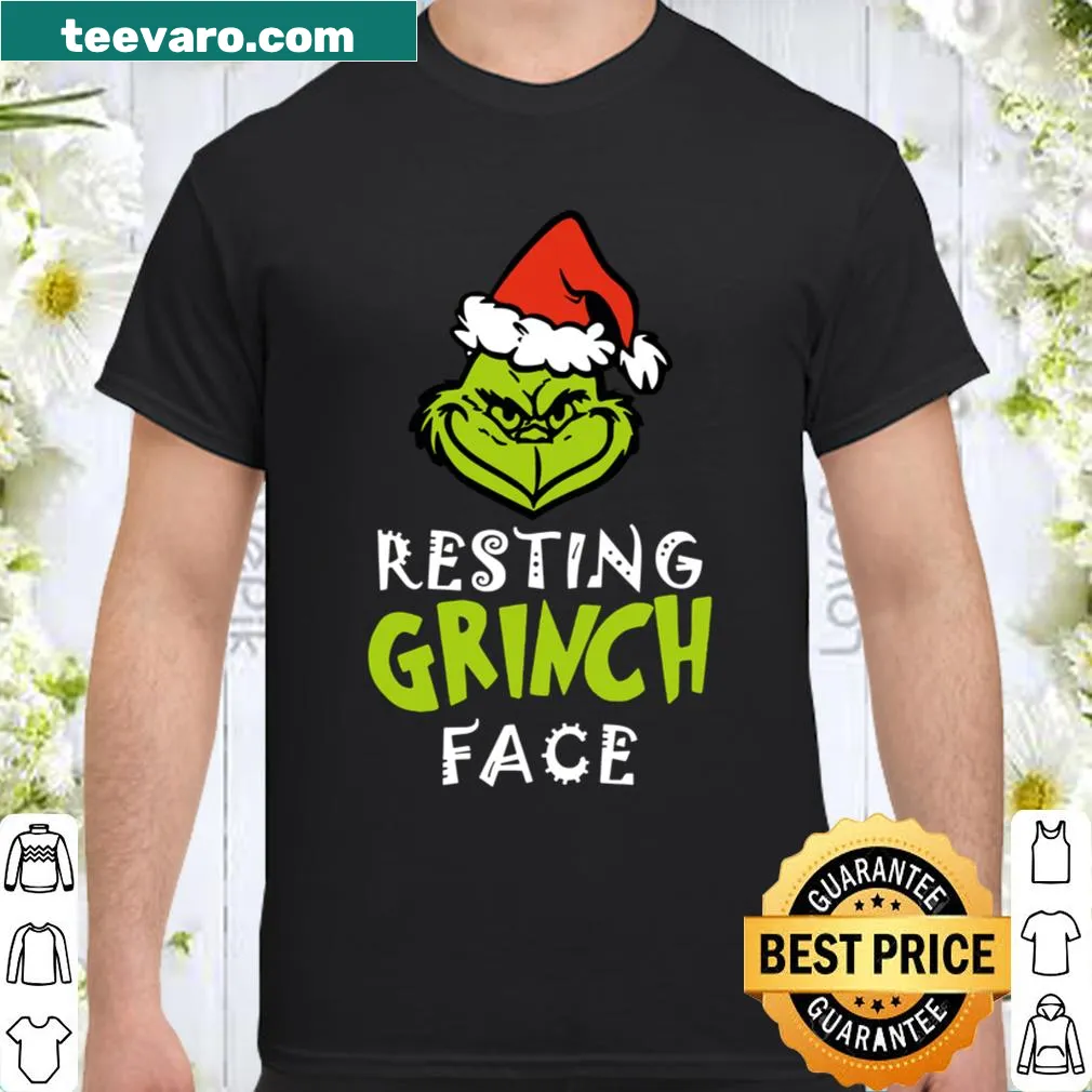 Shirt with text 'Resting Grinch Face' for humor during Christmas