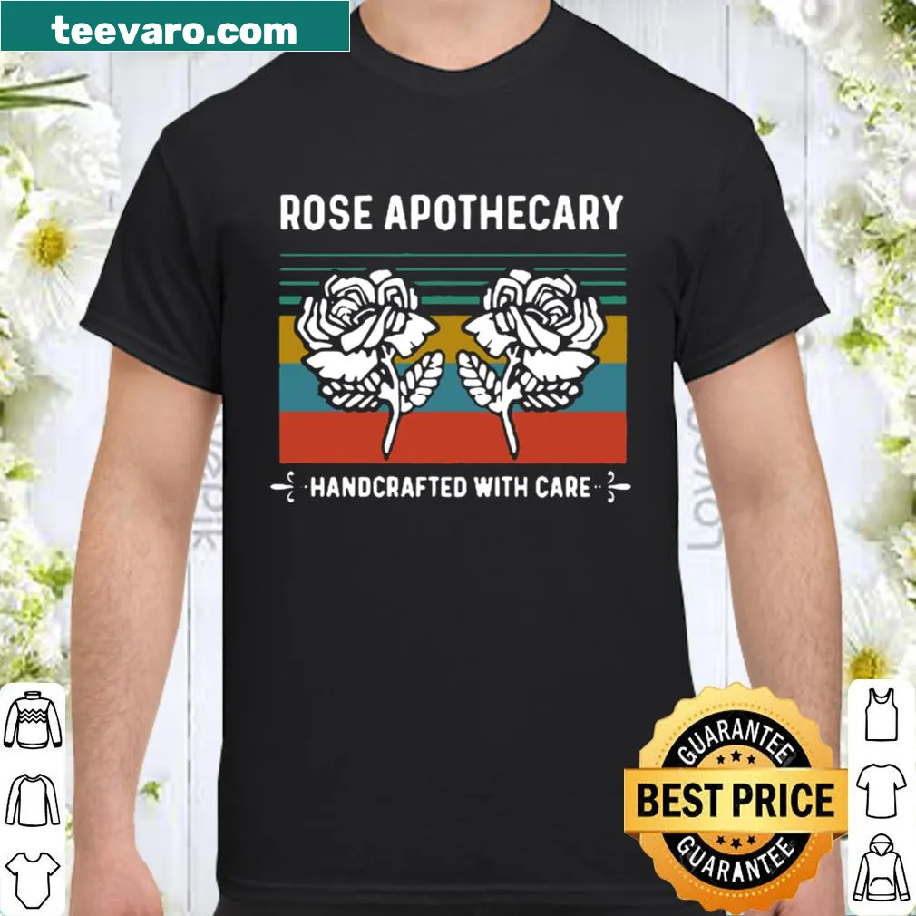 Vintage style Rose Apothecary graphic shirt with distressed look