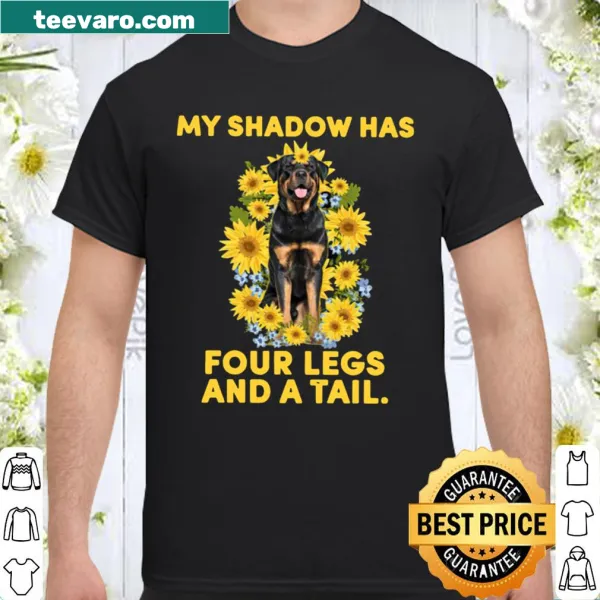 Illustrated shirt featuring a Rottweiler with a heartwarming quote about dogs.