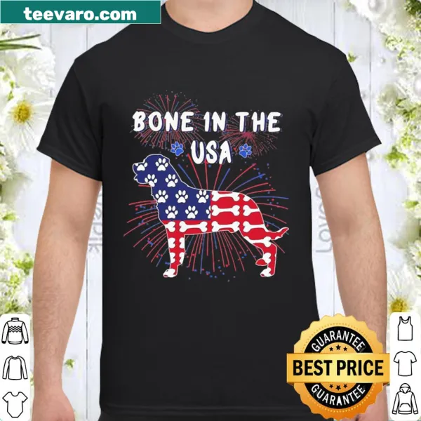 Dog-themed shirt featuring a Rottweiler bone design with USA text