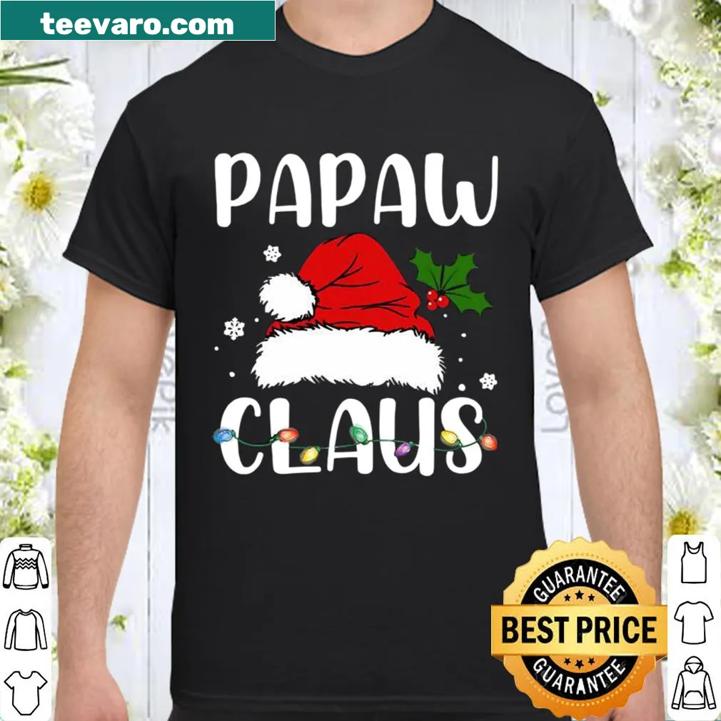 Festive shirt featuring Papaw Claus in a Santa hat for Christmas.