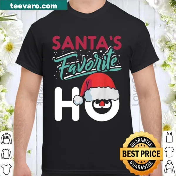 Funny Christmas shirt with bold 'Santa's Favorite Ho' text