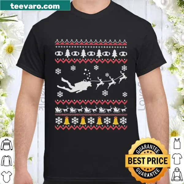 Scuba diving-themed Christmas T-shirt with playful graphics