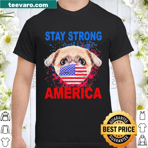 Shih Tzu graphic shirt with 'Stay Strong' and American flag