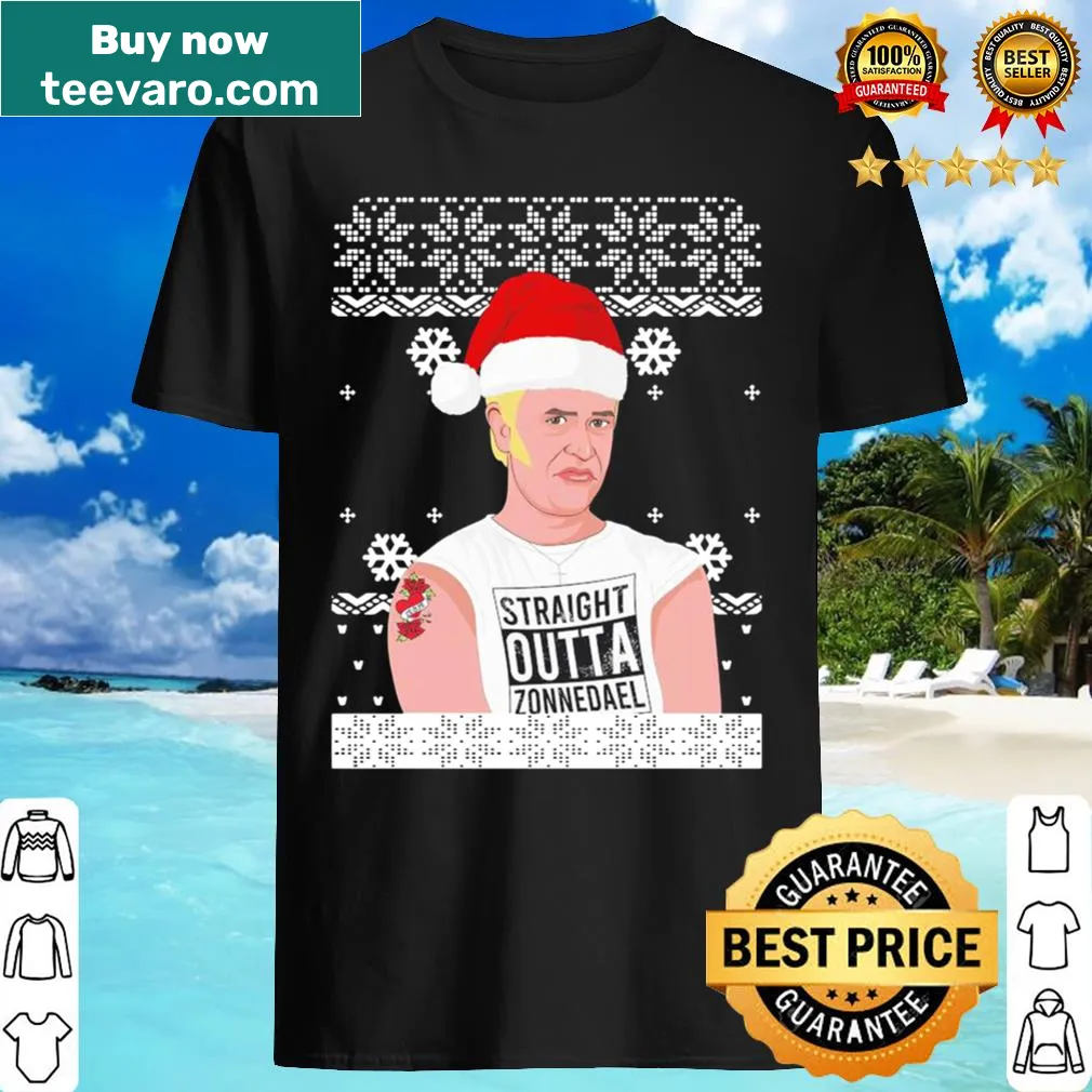 Ugly Christmas shirt with the phrase 'Straight Outta Zonnedael' in bold text