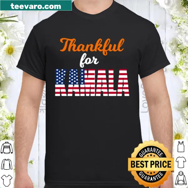 Thankful graphic shirt featuring Kamala Harris and American flag