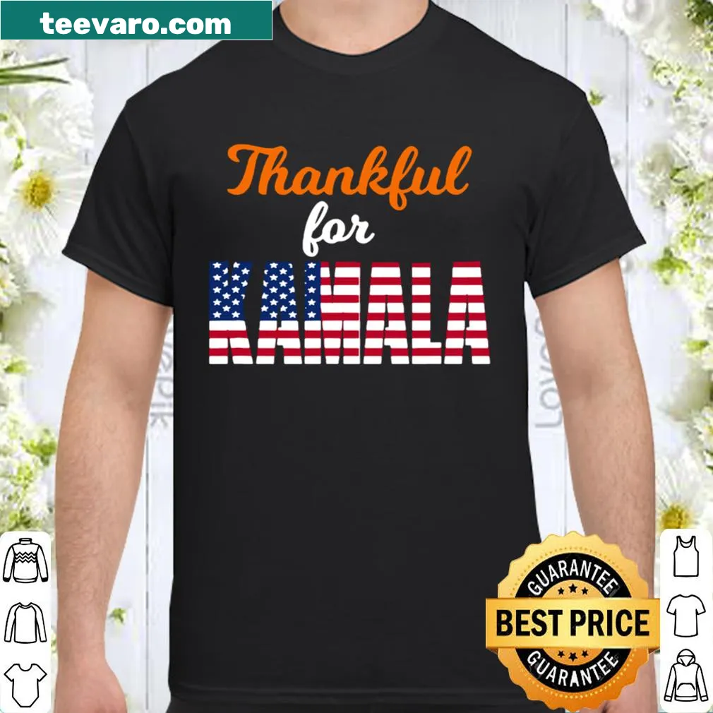 Thankful graphic shirt featuring Kamala Harris and American flag