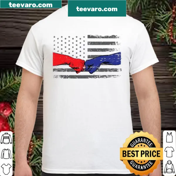 Thin Blue Line flag T-shirt supporting police with a silhouette design.