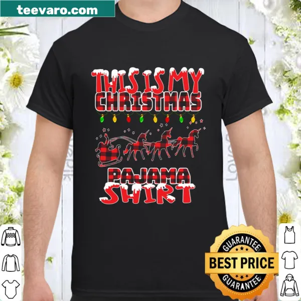 Cute Christmas T-shirt with Santa, reindeer, and unicorn graphics