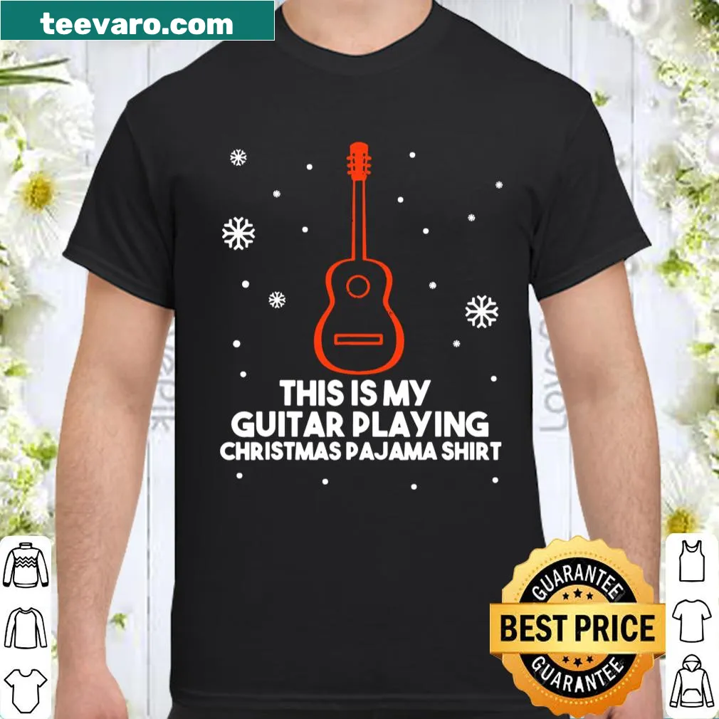 Christmas pajama t-shirt with guitar graphic