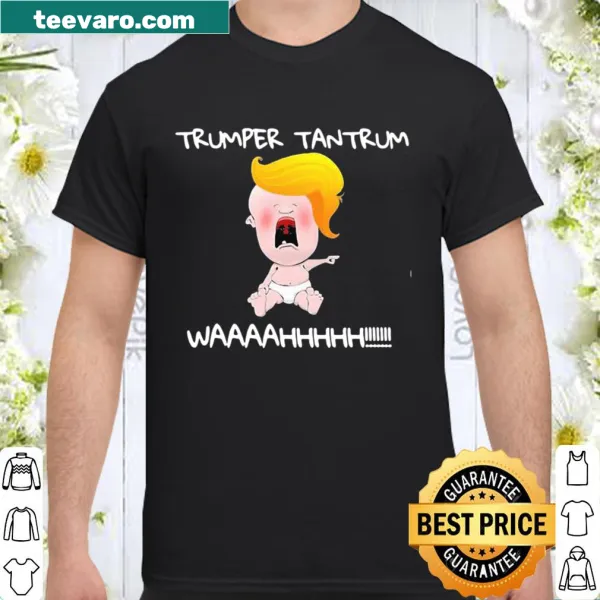 Cartoon baby Trump character with a tantrum theme