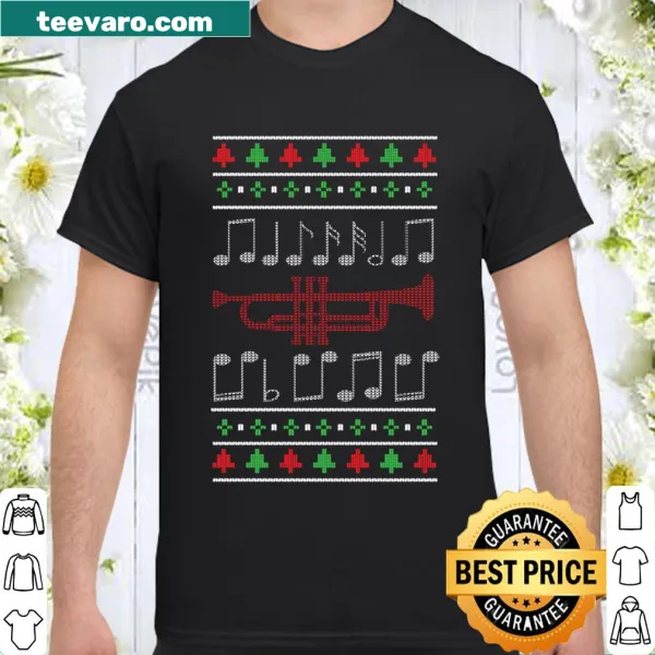 Funny Christmas shirt featuring a cartoon trumpet illustration