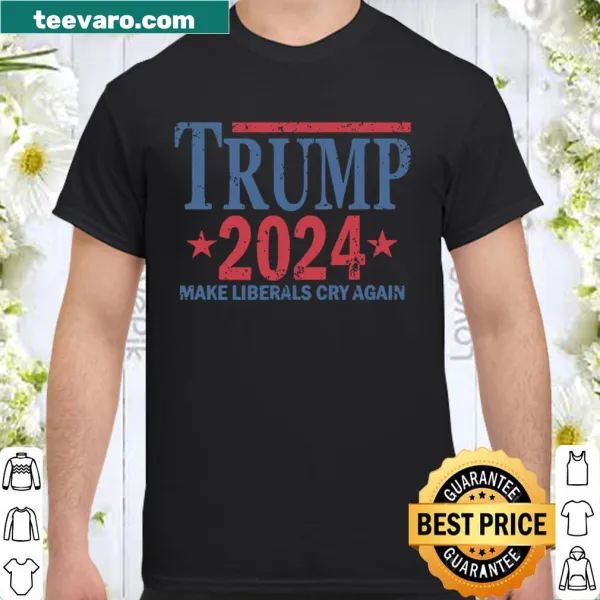 Vintage Trump 2024 themed shirt with stars and bold text