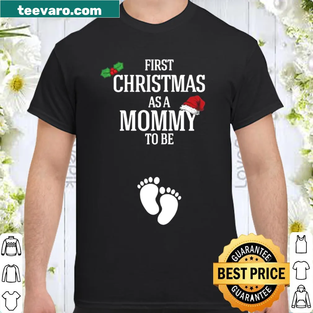 Pregnancy announcement shirt for first Christmas moms