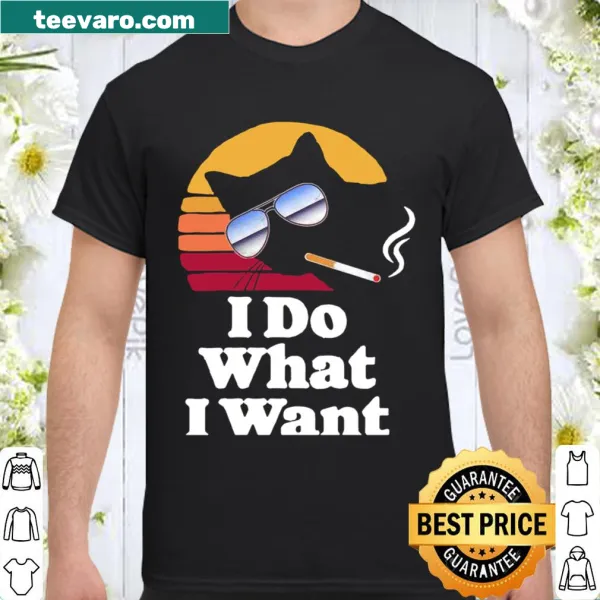 Funny shirt with a cool cat graphic and the phrase 'I Do What I Want'