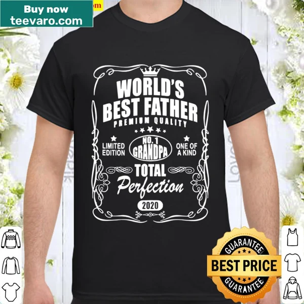 Proud dad T-shirt featuring 'World's Best Father' in badge style.
