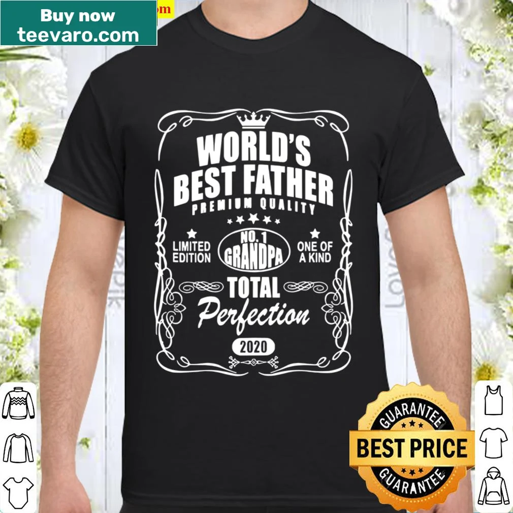 Proud dad T-shirt featuring 'World's Best Father' in badge style.