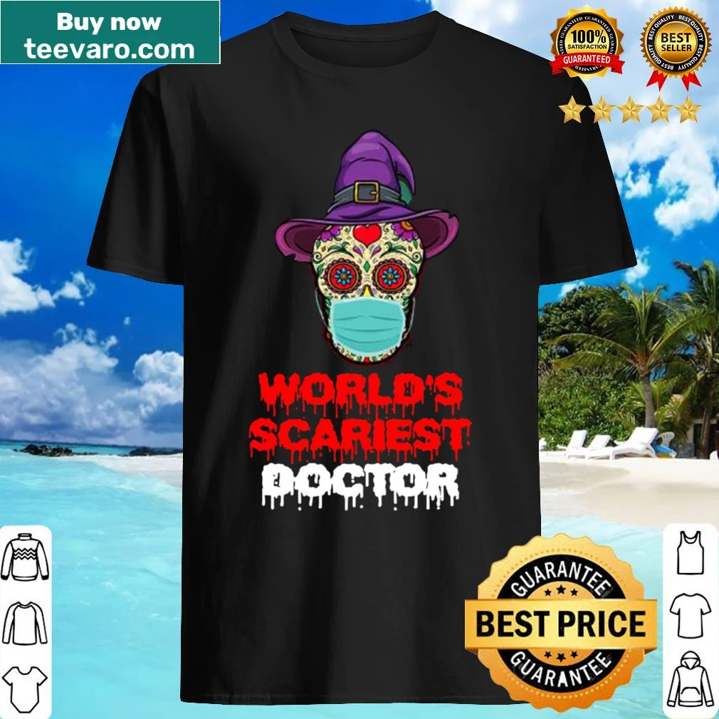 Halloween shirt with a skull tattoo design and witch face mask