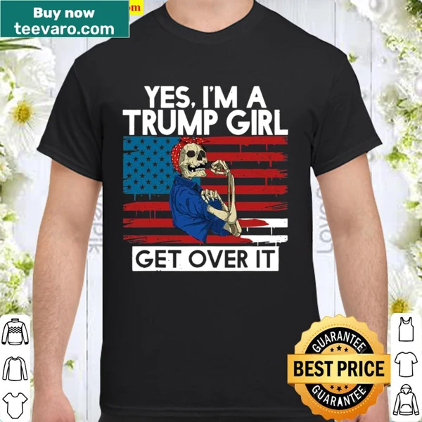 Skull and American flag design with text proclaiming support for Trump