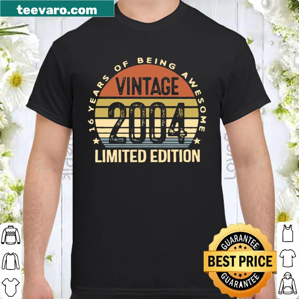 Vintage-style shirt celebrating a 16th birthday, featuring 2004